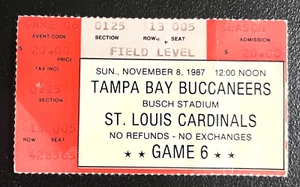 TALÓN DE BOLETO CARDENALES/BUCANEROS 11/8/87-STEVE DEBERG 303 YARDAS/3 TDS-LOMAX 314/3 - Imagen 1 de 1