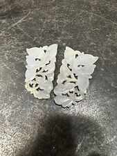 Chinese Small Pair Decorate White And Russet Jade Pendants Carving