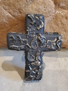 Cruz de madera única hecha a mano con colgantes pegados 3"" X 4"" decoración artesanía - Imagen 1 de 9