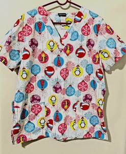 Scrub Uniform Top SCRUB STUDIO Marke GROß Winter Weihnachten Muster EUC - Bild 1 von 8
