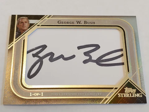 GEORGE W BUSH AUTOGRAPH 2022 Topps Sterling Cut Signature 1/1 43rd PRESIDENT!!! Cover