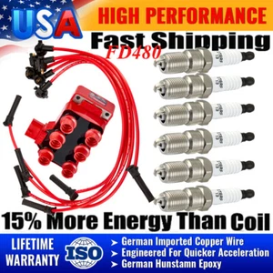 For 2005-2010 Ford Mustang 4.0L V6 Ignition Coil & 6 Spark Plugs & 6 Wires FD480 - Picture 1 of 20