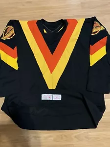 Team Issued 70's Goodman & Sons Vancouver Canucks NHL Hockey Jersey Black 50 - Picture 1 of 4