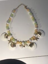 Costume Jewelry Necklace 18-21" Seashells starfishes pastel beads Tropical style