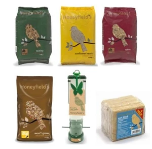 Honeyfields Wild Bird Food Sunflower Seed No Mess, Suet Block, Feeder
