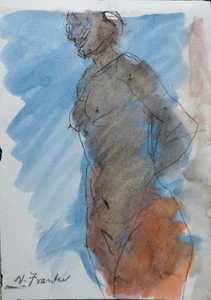 Nan Frankel (1921-2000) Abstract Ink & Watercolour. Standing Nude Female Model - Picture 1 of 1