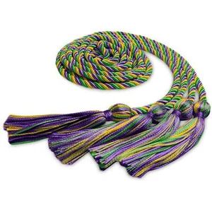 Endea Graduation Double Honor Cord Purple/Green/Gold for High School & College - Picture 1 of 4