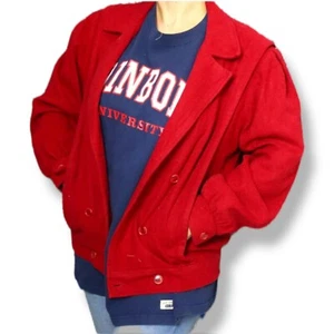 Dalkeith Wool Red Jacket Ladies S Granpa Coat Bomber Retro Granma Vintage 60s - Picture 1 of 5