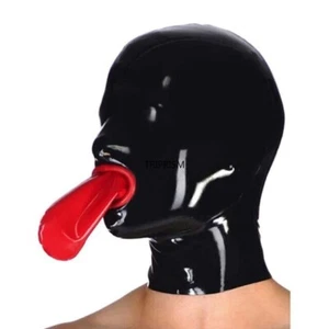 Latex Gummihaube mit innerem rotem Mund Kondom Gummimaske offene Nase Loch Cospl - Bild 1 von 6
