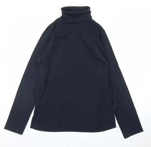 H&M Womens Blue Cotton Blend T-Shirt Size L Roll Neck - Picture 1 of 12
