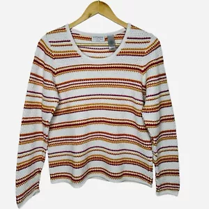 Suéter de ganchillo a rayas talla 1 VILLAGER Liz Claiborne Company para mujer - Imagen 1 de 6