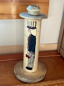 Vela de madera grande pintada patrióticamente blanca vintage reutilizada con tío Sam - Imagen 1 de 11
