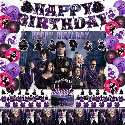 58 Pcs Wednesday addams party supplies Birthday Party Decor Kit