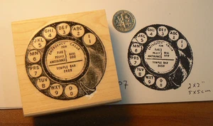 P7 Vintage Teléfono Dial 2x2" WM Sello Goma - Imagen 1 de 2