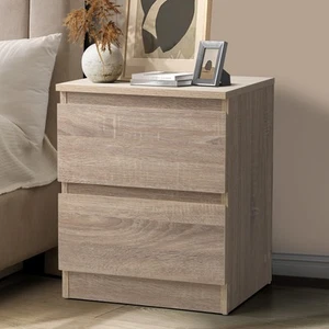 Oikiture Bedside Table Nightstand 2 Drawers Side End Table Storage Cabinet - Picture 1 of 8