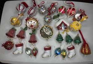 Vintage Handmade Lot (28) Beaded Sequined Christmas Ornaments **READ** - Picture 1 of 11