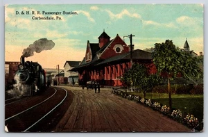 D. & H. Railroad Passenger Station Carbondale Pennsylvania PA Train 1912 PC - Picture 1 of 2