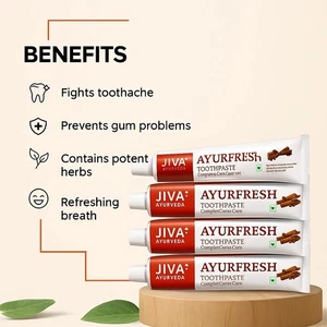 Jiva Ayurfresh Zahnpasta 100g ×4 | Pflanzliche Mundpflege & Unterstützung des frischen Atems. - Bild 1 von 7