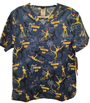 Blusa Médica Peter Pan ~ Cherokee ~ Tooniforms ~ Unisex ~ Talla M ~ Nueva con Etiquetas ~ TF728 Foto 1 de 3