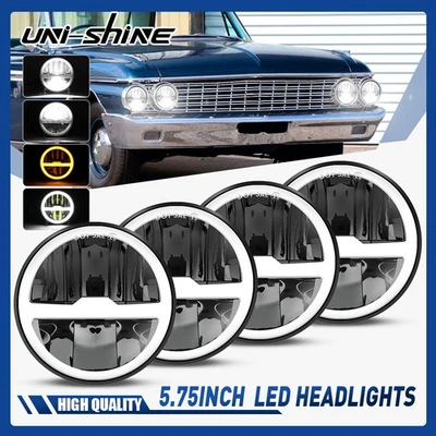 适用于福特银河 500 1962 - 1974 4 件 5.75 英寸 5-3/4 英寸圆形 LED 车头灯 DRL 点 — 第 1/4 张图片