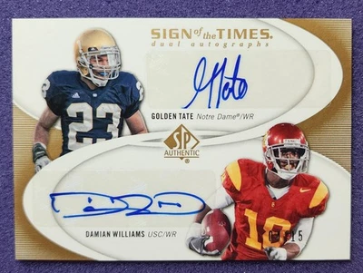 2010 SP Authentic Golden Tate Damian Williams Dual RC Auto #4/15 - Image 1 of 4