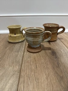 Künstlerisches Steinzeug Erdton Mix abgestimmt rustikal kleine Tassen Kaffeetassen Posten - Bild 1 von 20