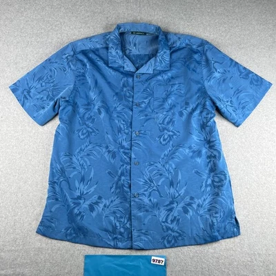 Cubavera Shirt XL Blue Floral Hawaiian Beach Casual Button Up Short Sleeve Mens - Image 1 of 4