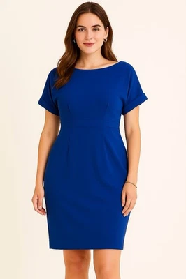 Vestido de Coquetel Alexia Admor Decote Barco com Costas Abertas Profundas V Tamanho M Azul Royal - Imagem 1 de 4