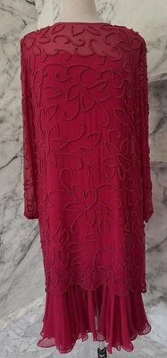 Vestido Jack Bryan Manga Larga Noche Baile de graduación Ritmos Bordado Rosa Talla 18 Foto 1 de 4