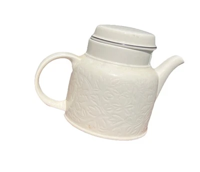 Royal Doulton Tea Pot Lambethware/Stoneware Branco Padrão Vintage - Imagem 1 de 4