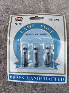 HO Model Power 594 Frosted Suburban Lights 1-1/2" New 3 In Sealed Package Brass - Picture 1 of 3