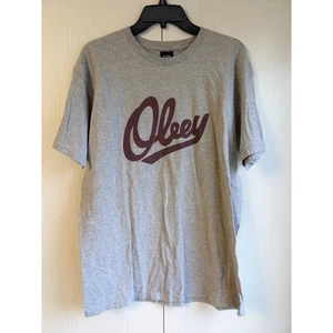 Obey Men's Gray Short Sleeve Crew Neck "obey" Printed T-shirt Size L - Picture 1 of 4