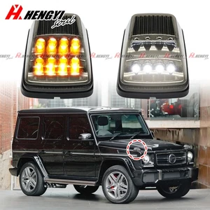 2X LED Front Turn Signal Light Smoked For 1990-2018 Mercedes W463 G500 G550 G55 - Picture 1 of 9