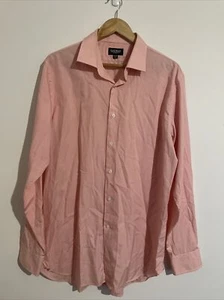 Gazman Tailored Fit Size 43/44 Mens Long Sleeve Pink White Check Business Shirt - Picture 1 of 10