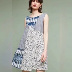 Holding Horses Anthropologie Ivy Patchwork Sleeveless Boho Mini Dress Size M - Picture 1 of 8