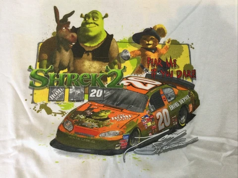 Vintage NASCAR Shirt Shrek2 Tony Stewart  Racing Shirt New Youth Size Large NOS Cover