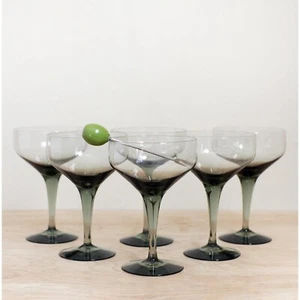 6er Set Orrefors Smoke Rhapsody Sekt oder Martini Gläser von Sven Palmqvist - Bild 1 von 9