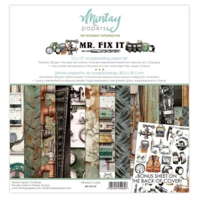 MR FIX IT 12x12 Paper Set Mintay Papers Scrapbook + BONUS Motifs Tools - image 1 of 4