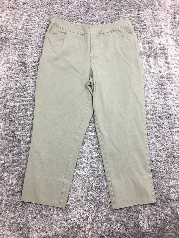 Pantalón Isaac Mizrahi Live Pull On Copped para mujer talla 10 pequeño verde cintura elástica Foto 1 de 4