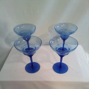 Juego de 4 vasos de bar Margarita azul cobalto. Hermoso Estado  - Imagen 1 de 8