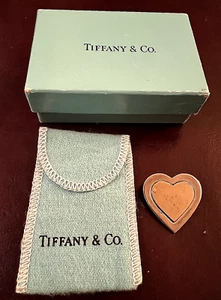 Vintage Tiffany & Co 18K Yellow Gold On Sterling Silver Heart Pin Brooch Box - Picture 1 of 6