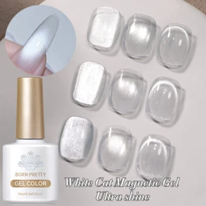 BORN PRETTY 10ml White Ultra Shine Cat Magnetic Gel Soak Off UV Gel Nail Polish - Picture 1 of 15
