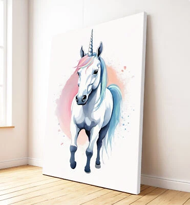 Unicorn #1 Minimalist Canvas Wall Art Print Artwork Decor - Image 1 of 4