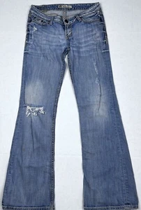 BKE Jeans Women 27x31.5” Blue Denim Sabrina Bootcut Low Rise Stretch Distressed - Picture 1 of 7