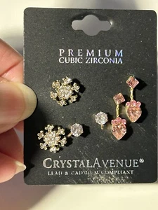 Crystal Avenue 3 paia orecchini traforati premium zirconi nuovi con scatola - Foto 1 di 5