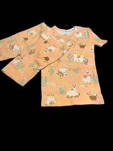 Fish Stir By Stitch Fix Girls 2 Piece Short Sleeve Pj Set Peach W./Llamas Size 8 - Picture 1 of 1