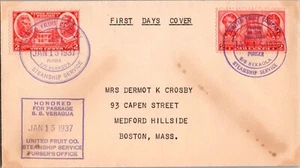 1937 USA Stamp SS Veragua United Fruit Company UFC First Day Cover To MA Boston - Picture 1 of 2