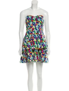 Kate Spade New York Karmen trägerloses Blumen Stufenrock Taschen Minikleid Gr. 8 - Bild 1 von 9