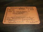 1937-1938 C&NW CHICAGO & NORTH WESTERN EMPLOYEE PASS #3835