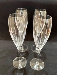 MINT Christofle Iriana Lead Crystal Hand Blown Champagne Flutes Set of 4 France - Picture 1 of 6